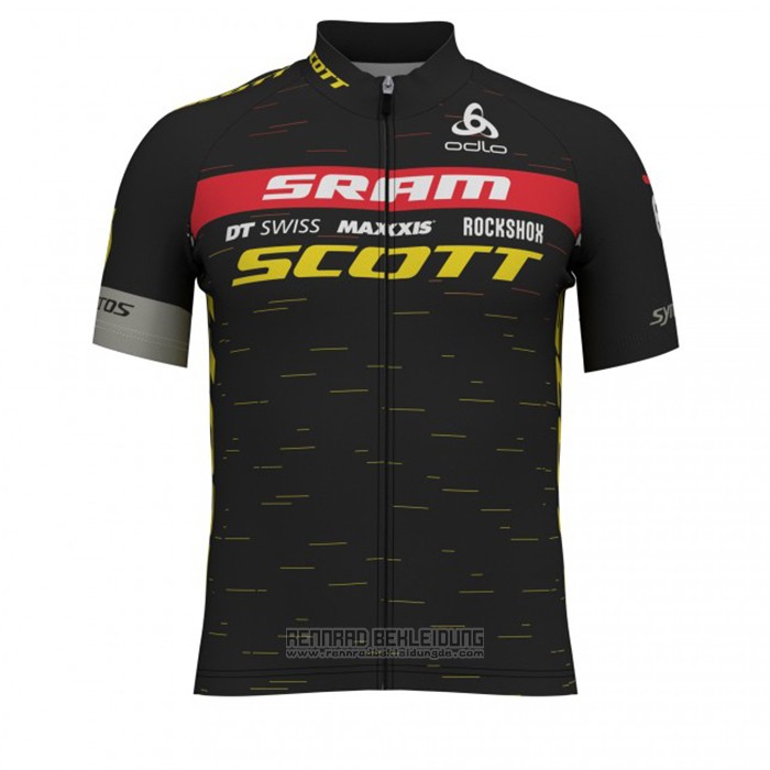 2020 Fahrradbekleidung Scott Sram Shwarz Trikot Kurzarm und Tragerhose